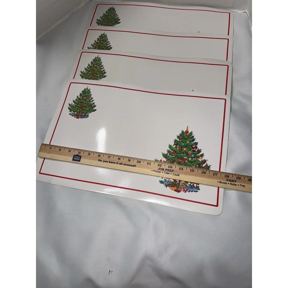 Vintage Crown Dress‎ Christmas Tree Vinyl Placemats Set of 4 Holiday Table Decor